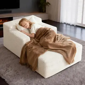Aobtkel Small Chaise Lounges,Corduroy Modular Cube Lazy Sofa, Convertible Floor Lounge Couch for Bedroom Living Room, Kids Napping Block Sofa On-Site