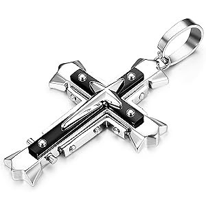 FLORIDECO Men's 5MM Stainless Steel Byzantine Chain Necklace with Cross Pendant 24-30 Inches High-Quality Fashion Jewelry Gift Elegant Durable FLORIDECO Men's 5MM Stainless Steel Byzantine Chain Necklace with Cross Pendant 24-30 Inches High-Quality Fashion Jewelry Gift Elegant Durable