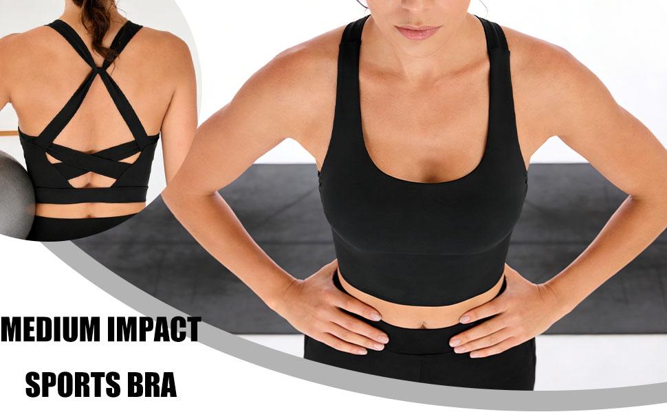 Longline Sports Bras for Women Cross Back Workout Tops with Built in Bra Yoga Bra Athletic Crop Tank Top Gym Fitness