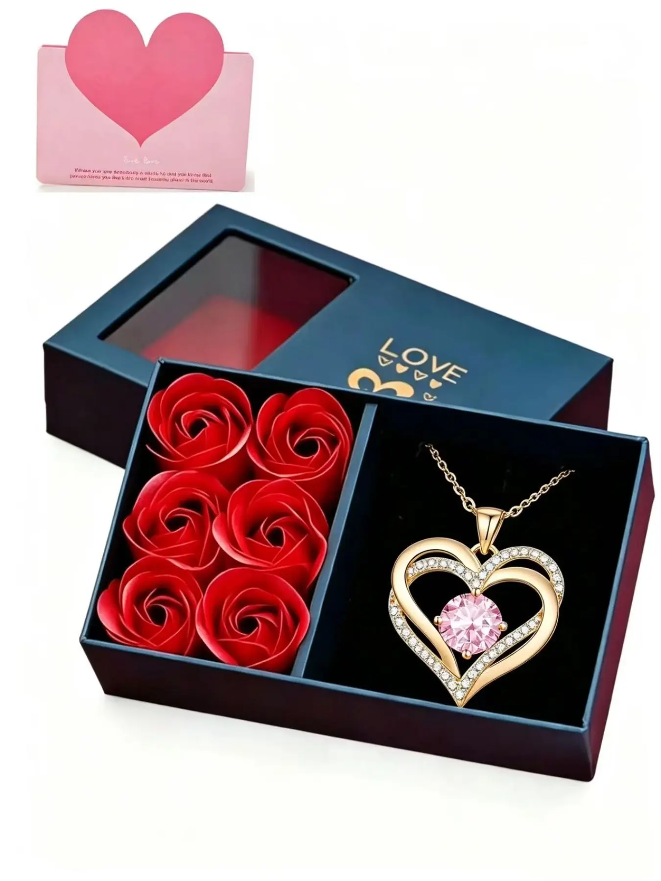 6 Rose Flower Box Gift Set, Perfect for Valentine's Day, Anniversary, Graduation, Jewelry Box Present for Girlfriend and Best Friend