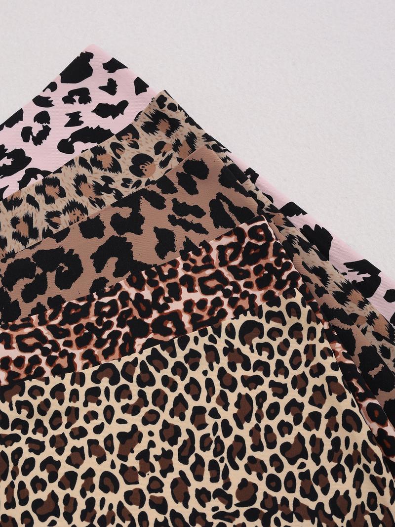 Women's Leopard Print Halloween Seamless Underwear Set, Fitted Mid-Waist Ice Silk Panties, Casual All-Season Comfortable Fit, Soft Breathable Knicker