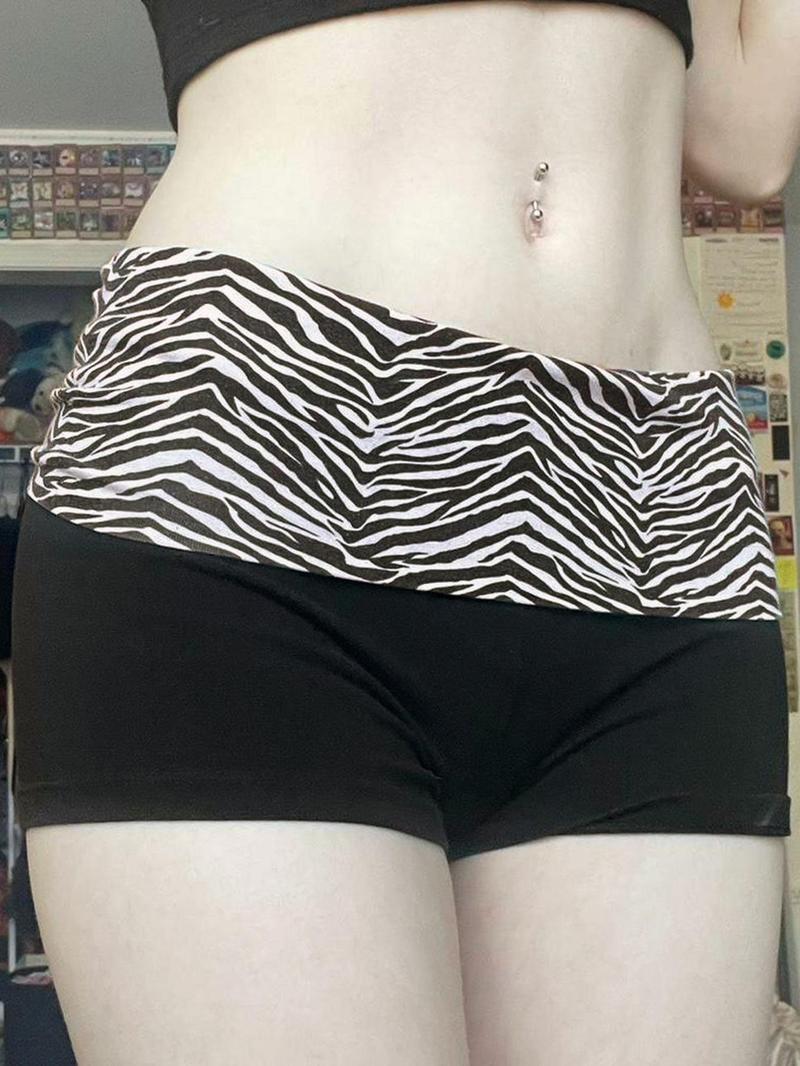 Women's Colorblock Zebra Stripe Print Shorts, Casual Comfy Skinny Shorts, Summer Outfits 2024, Ladies Bottoms