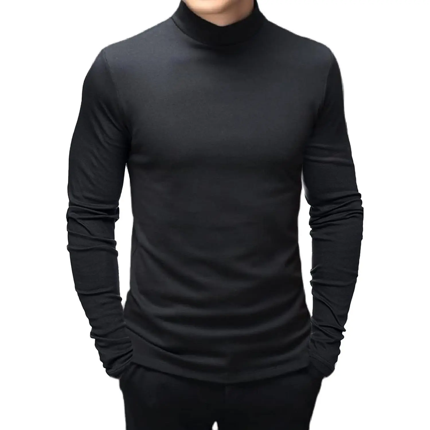 Men's Fashion Mock Turtleneck T-Shirts Long Sleeve Pullover Sweater Undershirt,Basic,Slim Fit Top,Soft,Lightweight,Comfortable,Breathable,Casual,Business daily outfits,ideal winter base layer
