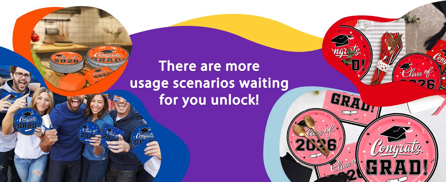 Graduation decorations 2026 Graduation Party Plates and Napkins Red Disposable Paper Plates Luncheon Napkins Cocktail Napkins for Congrats Grad Party Decorations, Serve 50