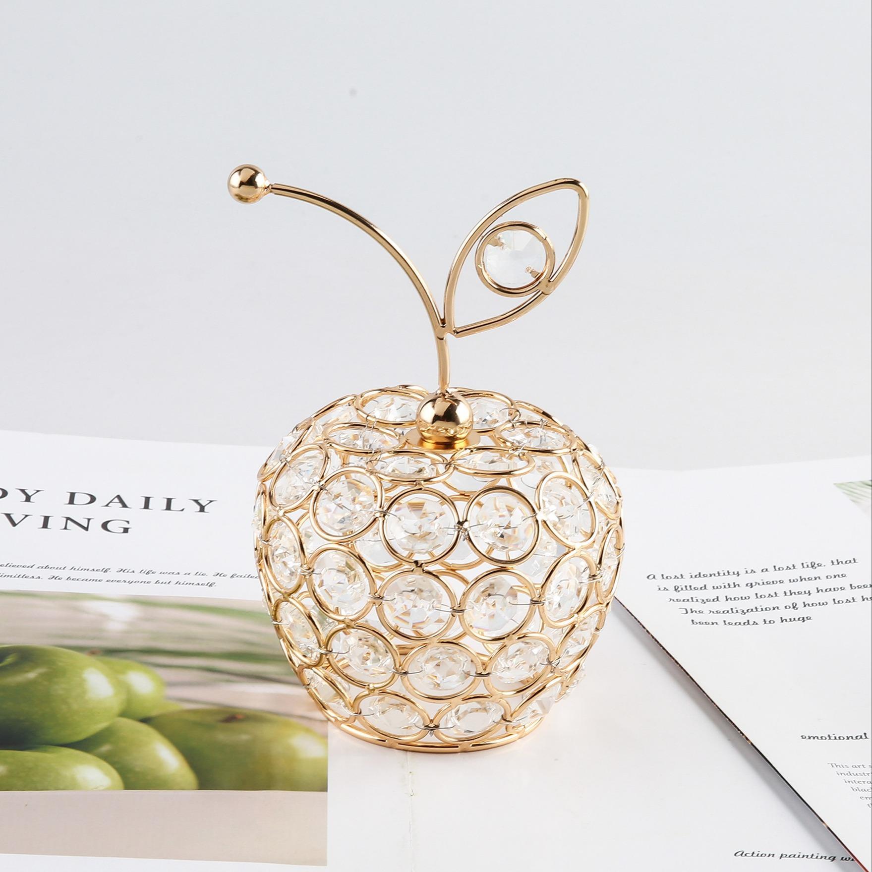 Creative Crystal Craft Fruit Ornament, Living Room Entryway Decor, Table Decoration, Apple, Pear, Pineapple Shapes Home Accent