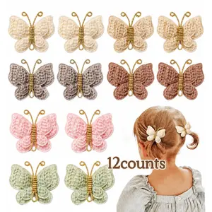 Cute Cartoon Butterfly Hair Clips Girls, Fashion Hair Accessories, Seamless Bangs Clip, Plain Color Simple Style, Party Daily Hair Decoration Set
