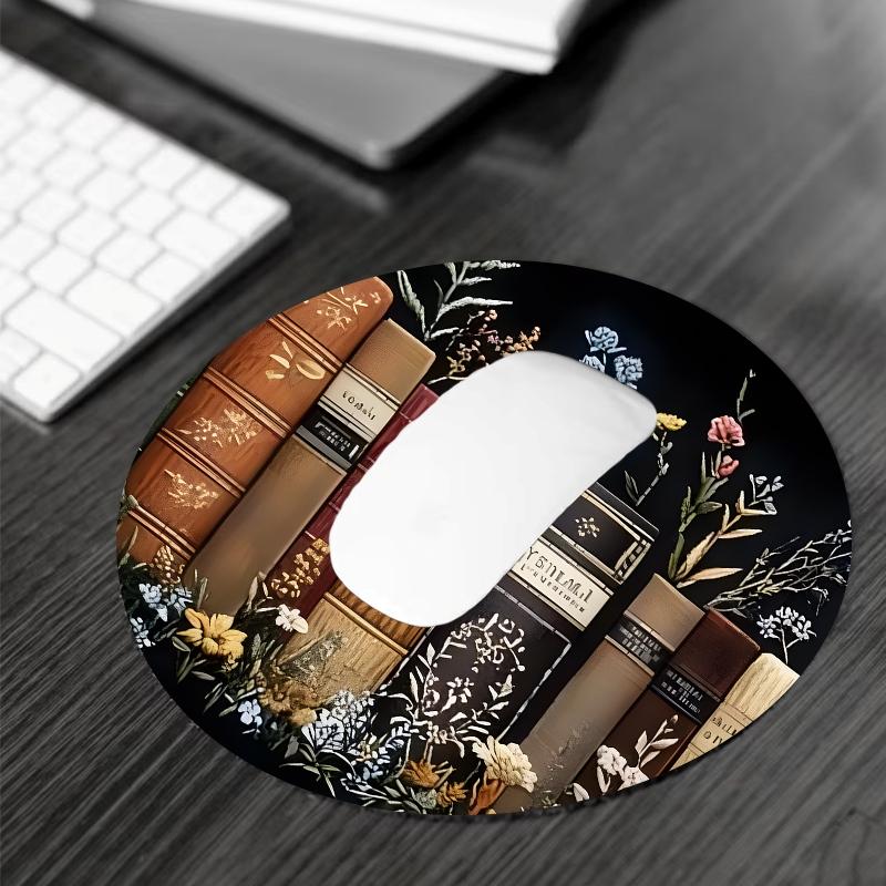 Floral Book Pattern Mouse Pad, Rectangle Gaming Mouse Pad, Non-slip Rubber Pad, Desktop Decoration Protection Pad for Home, Office, Laptop, Desktop Computer, Office Desk Accessories