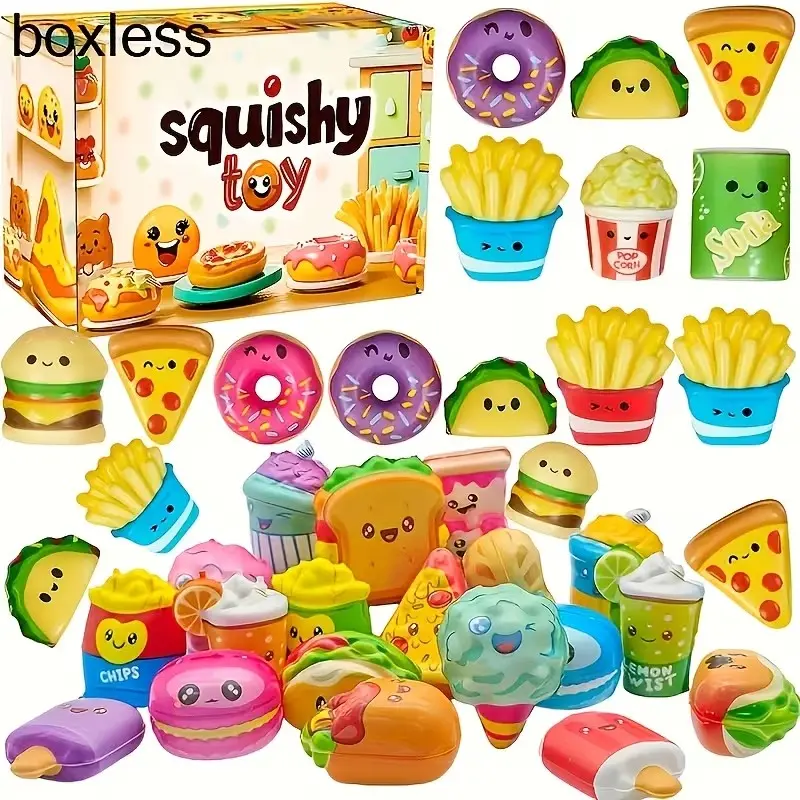Random Assorted Food-Shaped Slow Rebound Squeeze Toys, Squishy Fidget Toys, Suitable for Birthday Party Gifts, Easter Egg Fillers, Easter Basket Fillers, Gift Bag Fillers, Classroom Rewards And Carnival Prizes, Random Colors And Styles