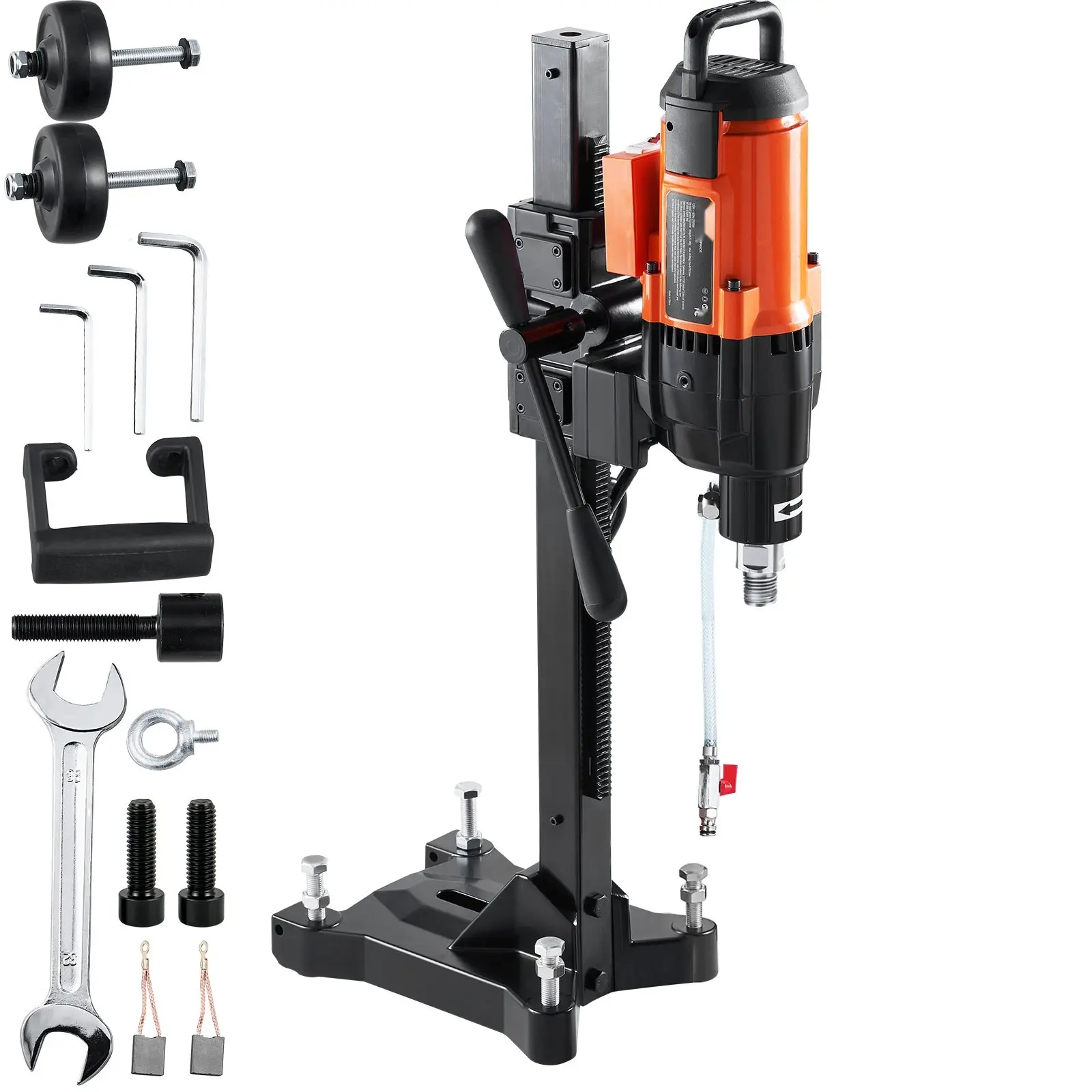 Diamond Core Drilling Machine for Wet Concrete, 10-Inch Core Drill Rig with Stand and Wheels, 750 RPM Speed, 1-1/4-Inch Thread, Lifting Handle, 10-Inch Drilling Diameter for Concrete, Brick, Block and Stone, 2500W Industrial Power