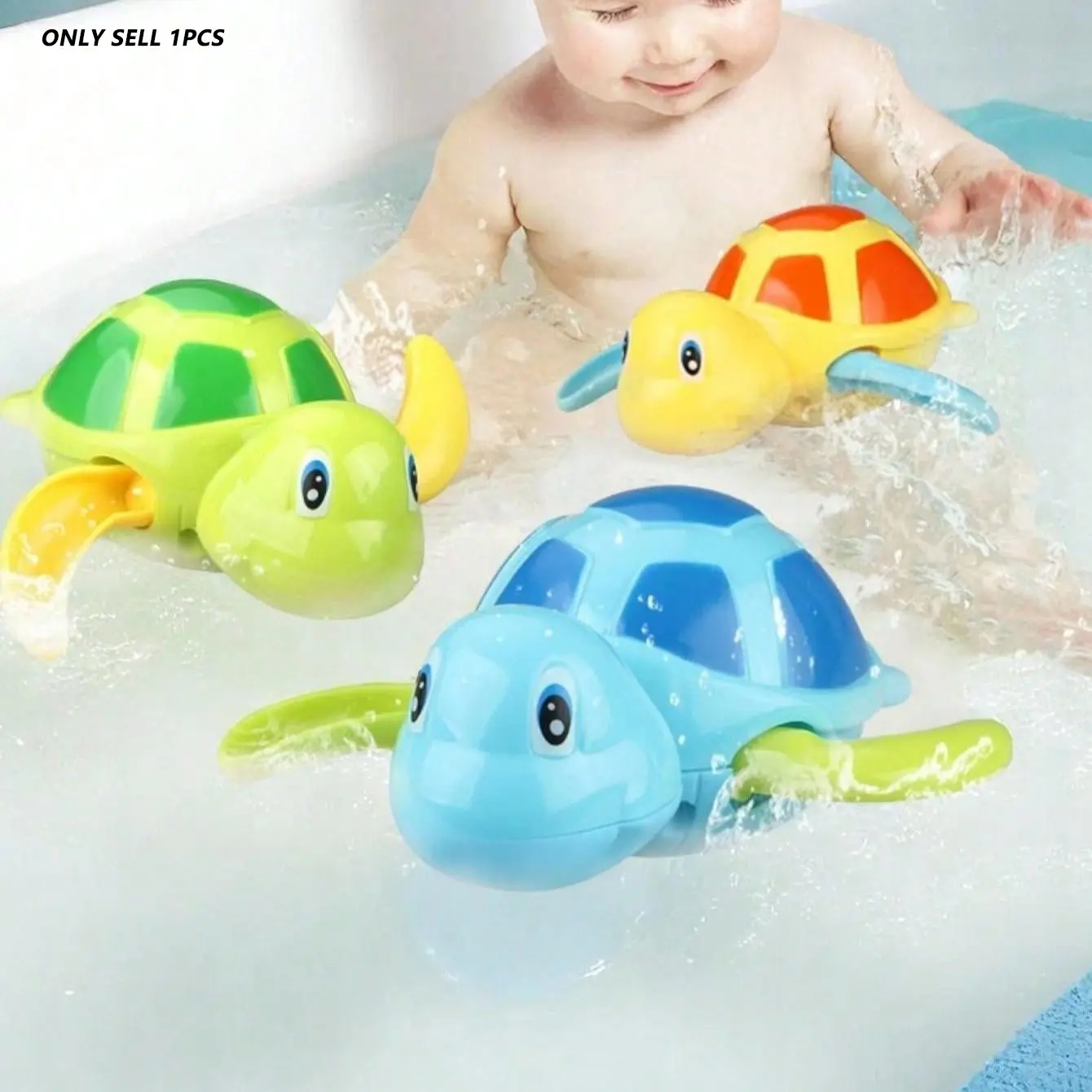 1pc Swimming Little Turtle Baby Bath Toy, Clockwork Sensory Toy for Toddlers, Boys and Girls, Interactive Water Play Toy to Help Kids Love Bath Time