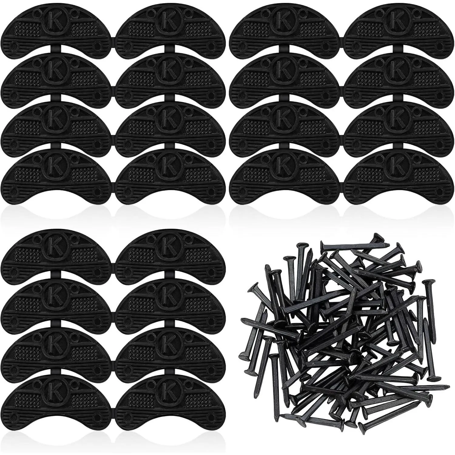 36 PCS Black Rubber Heel Plates, Shoes Heel Taps Tips, Boot Heels Replacement, Shoe Heels Repair Pad Replacement with Nails for Boots and Shoes (Black)