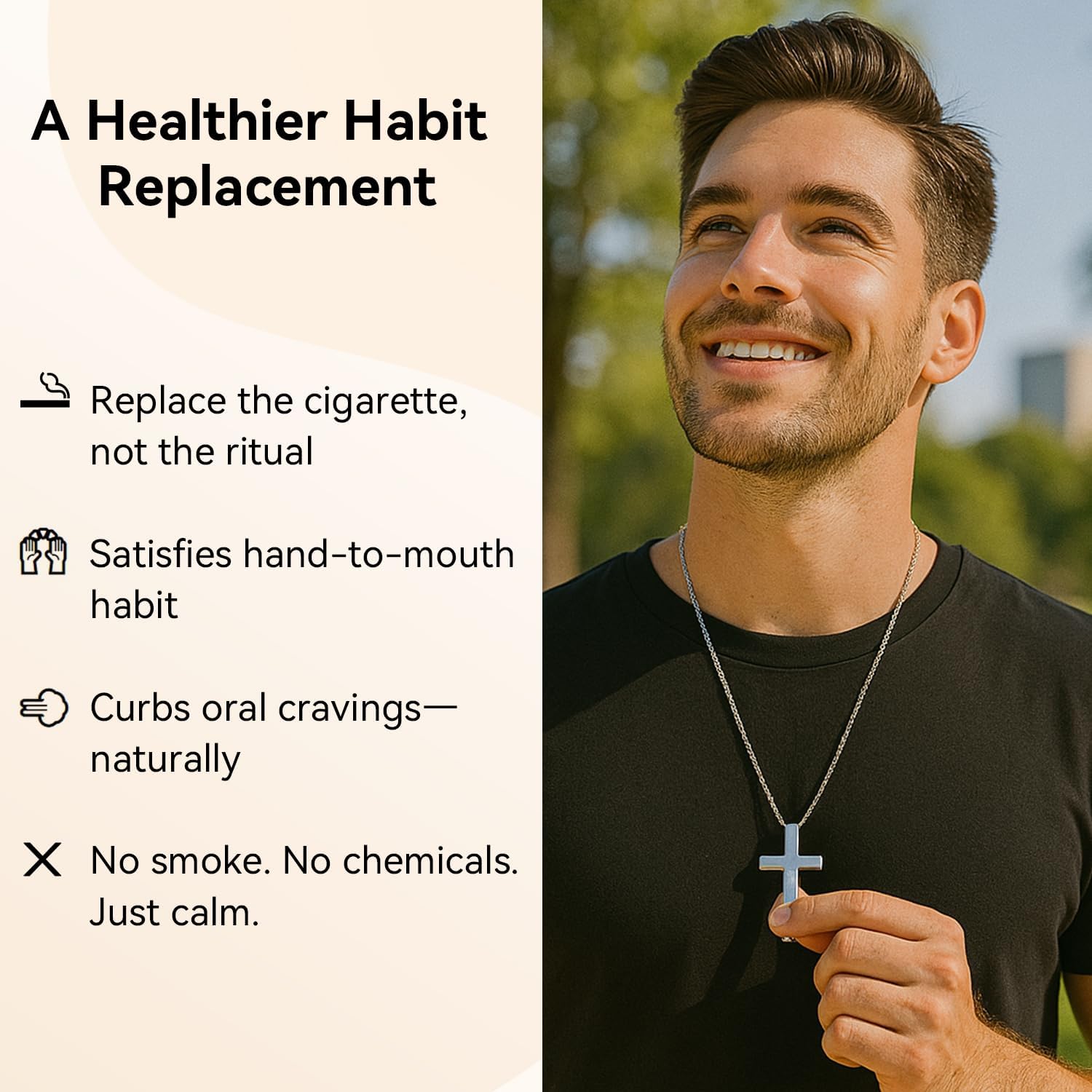 Cross  Necklace, Breathlink Quit  Aid, Inspirational  Verse  Mindfulness Necklace,  Stainless Steel Breathwork Tool,   Items