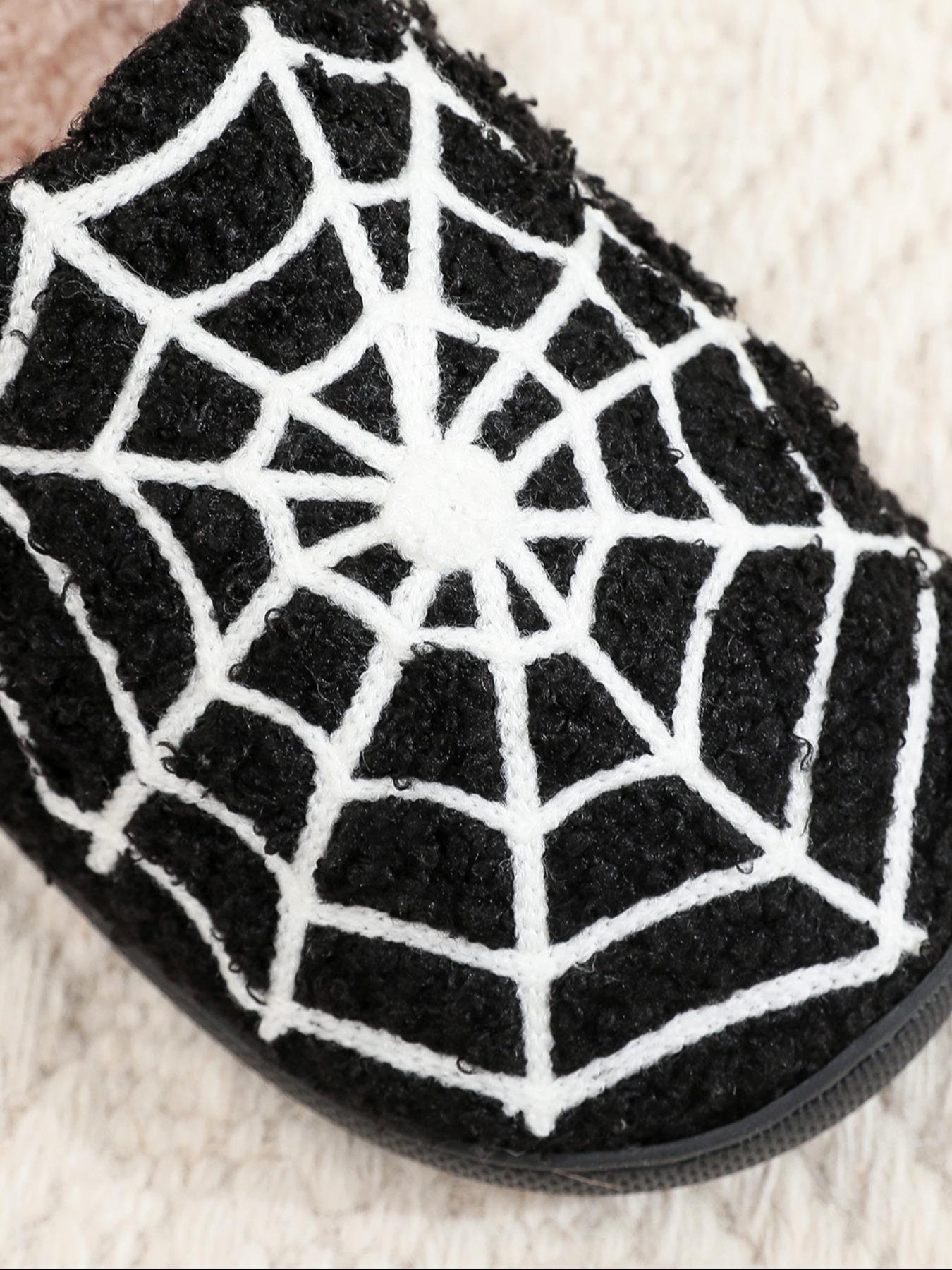 Cute Spider Web Print Plush Slippers for Women, 2024 New Style Soft Comfort House Slippers Home Slippers As Gifts, Warm Slippers for Girl Indoor & Outdoor Use for All Seasons Walking Shoes