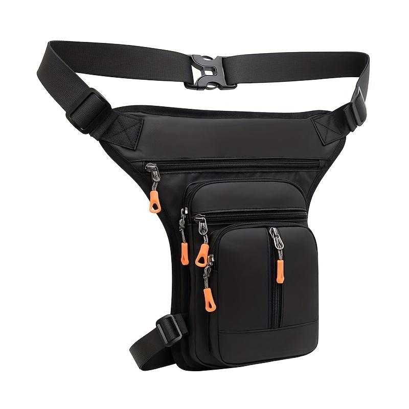 Men's Multi-Functional Zipper Fanny Pack, Adjustable Motorcycle Leg Bag for Outdoor Cycling, Trendy Casual Waist Crossbody Pack with Multi Pockets, Versatile Drop Leg Pouch for Delivery and Sports
