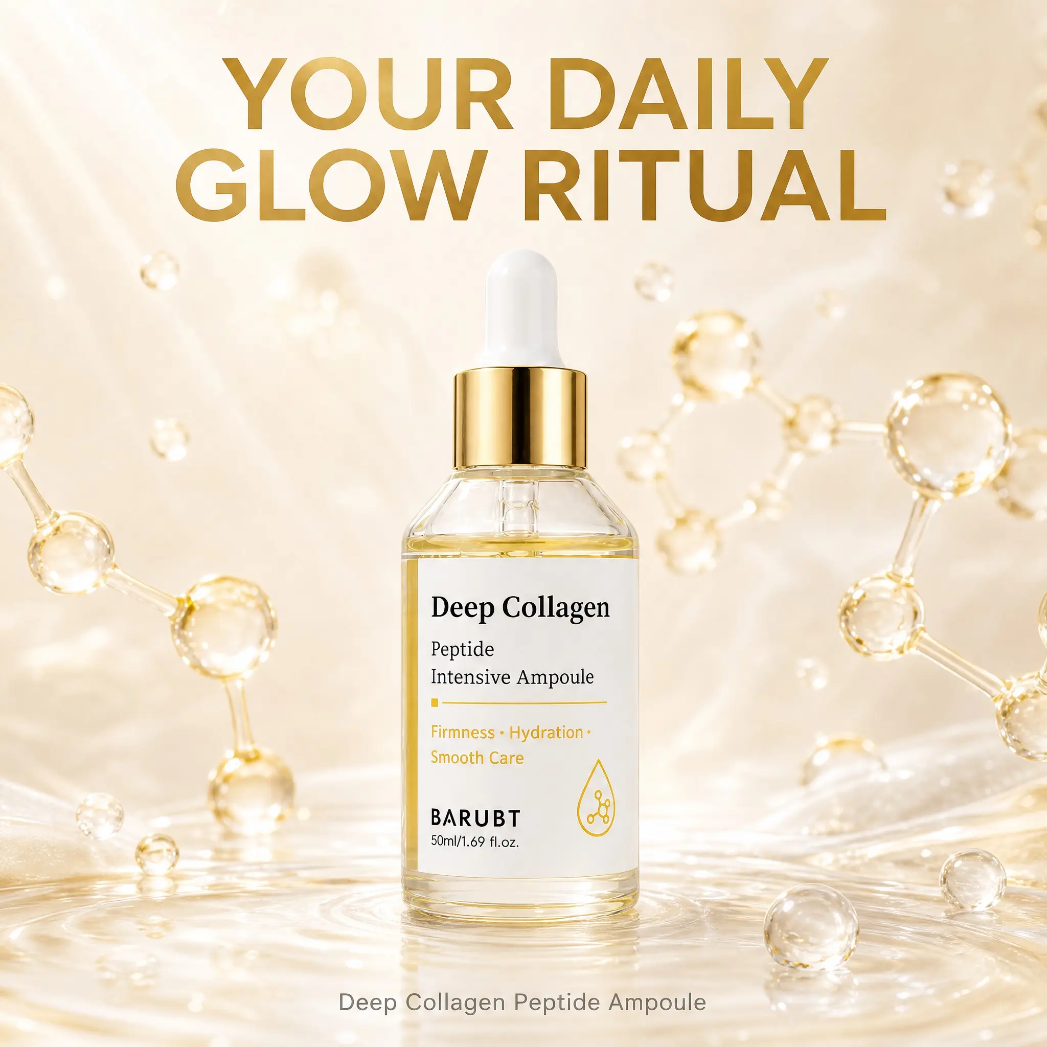 BARUBT Deep Collagen Peptide Intensive Ampoule Serum, Soluble Collagen & Multi Peptides Face Serum, Hydrating Firming Glow Boost Essence 50ml#CollagenSerum #PeptideSerum #AntiAgingSkincare #FacialAmpoule #HydratingSerum #GlowySkin #FirmingSerum