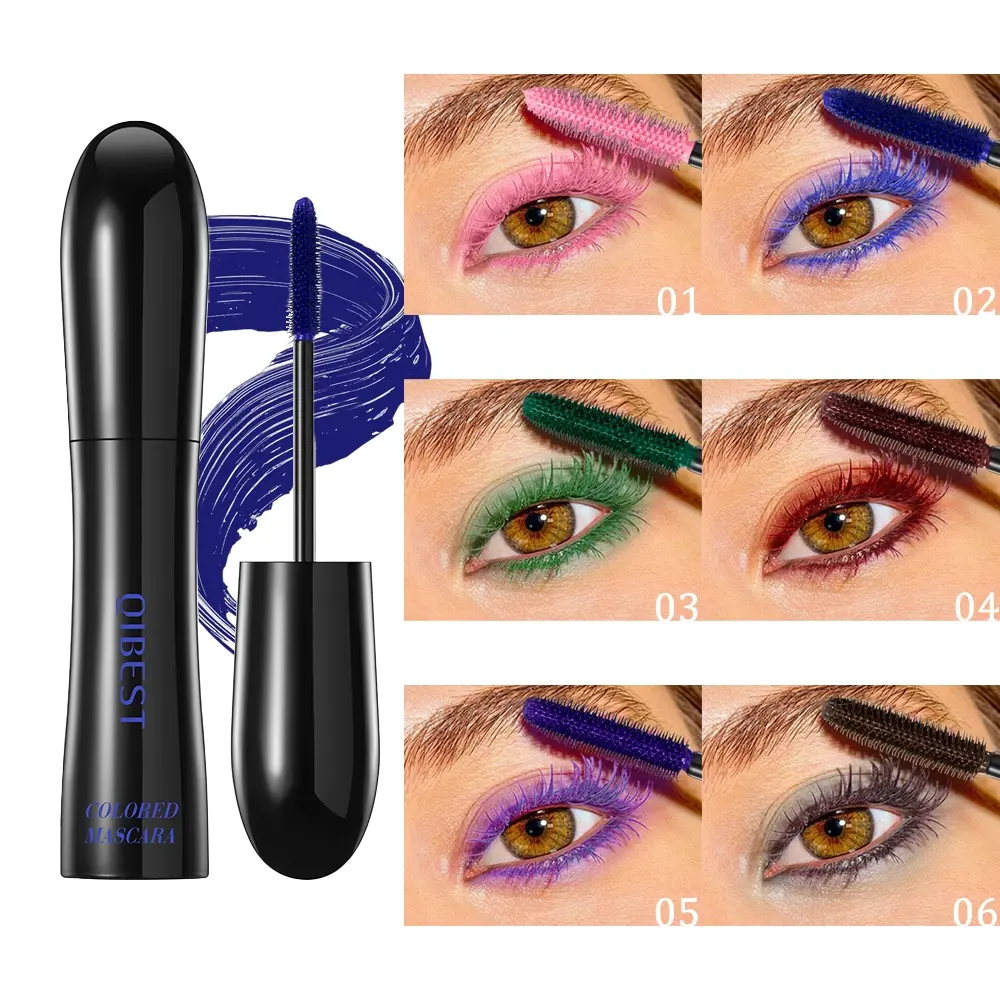6 Colors Colored Mascara, Lengthening Curling Waterproof Smudge Proof Color Mascara, Long Lasting Voluminous Clump Free Colorful Eyelash Makeup for Carnival Halloween Cosplay Party Eye Makeup