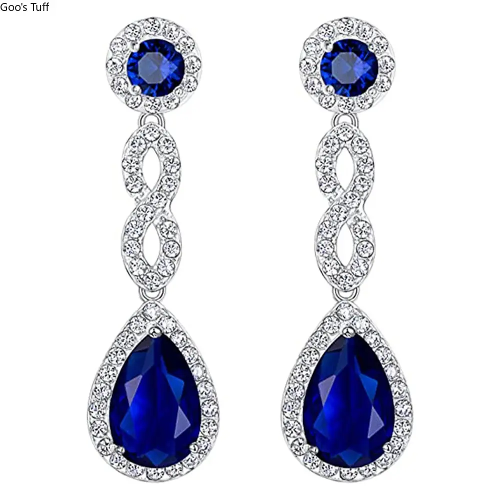 Women's Sparkling Teardrop Crystal Drop Earrings - Single Pair Costume Jewelry with Crystal Accents for Women, Versatile Elegant Accessory for Daily Casual & Travel Wear