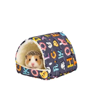 Guinea Pig Hideout Cave Bed, Anti-Collapse Warm Small Animal Cozy Bed with Hanging Hooks, Fleece Snuggle Nest Hideaway for Hamster, Hedgehog, Sugar Glider