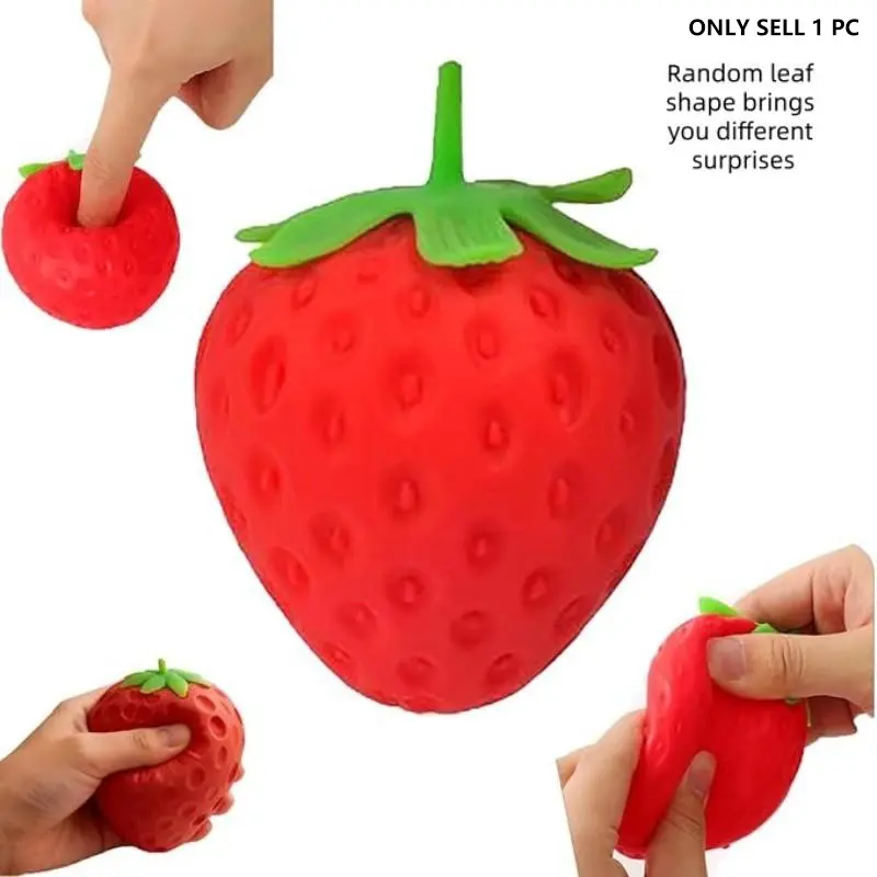 Strawberry Soft Gel Stress Ball, Fun Fruit Shape Toy for Kids and Adults, Perfect Party Gift, Anxiety Relief, Adhd Friendly, Fidget Stress Ball, Stress Relief Balls
