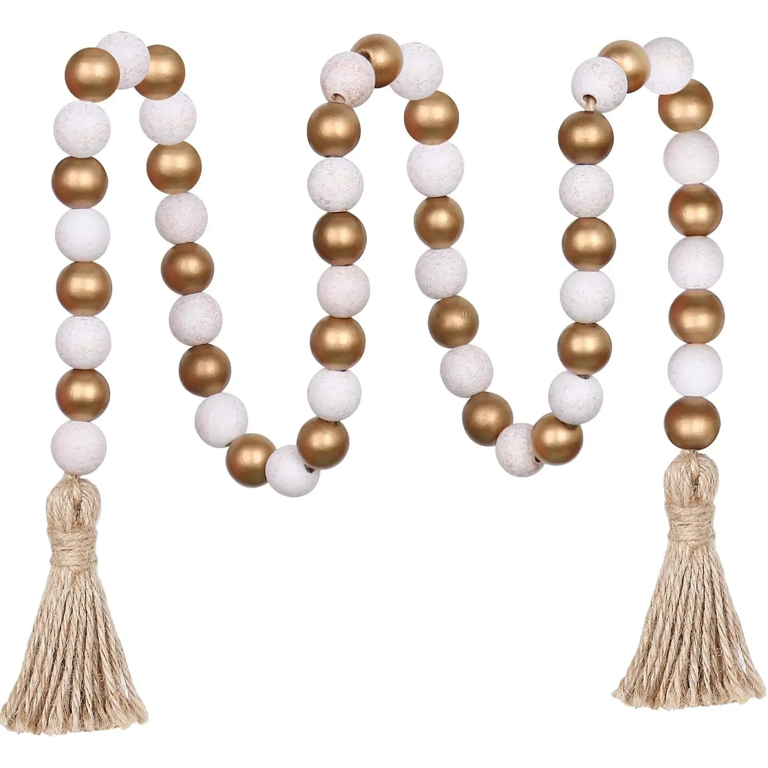 Bead Garland,39in  Beads with Tassels Boho Beads for Tiered Tray Decorative Beads  Decor( & Wash White)