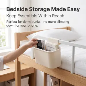 Bedside Hanging Basket, Student Dorm Bed Head Storage Rack, Essential Dorm Organizer, Suspended Storage Bin, Perfect for Dorm Life