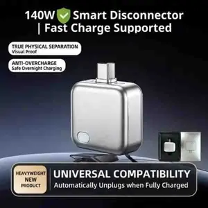 Qrd 140w Physical-Disconnect Battery Guard, Auto & Self-Eject Charger, Smart Auto-Stop Charging Accessory for Phones Laptops Tablets