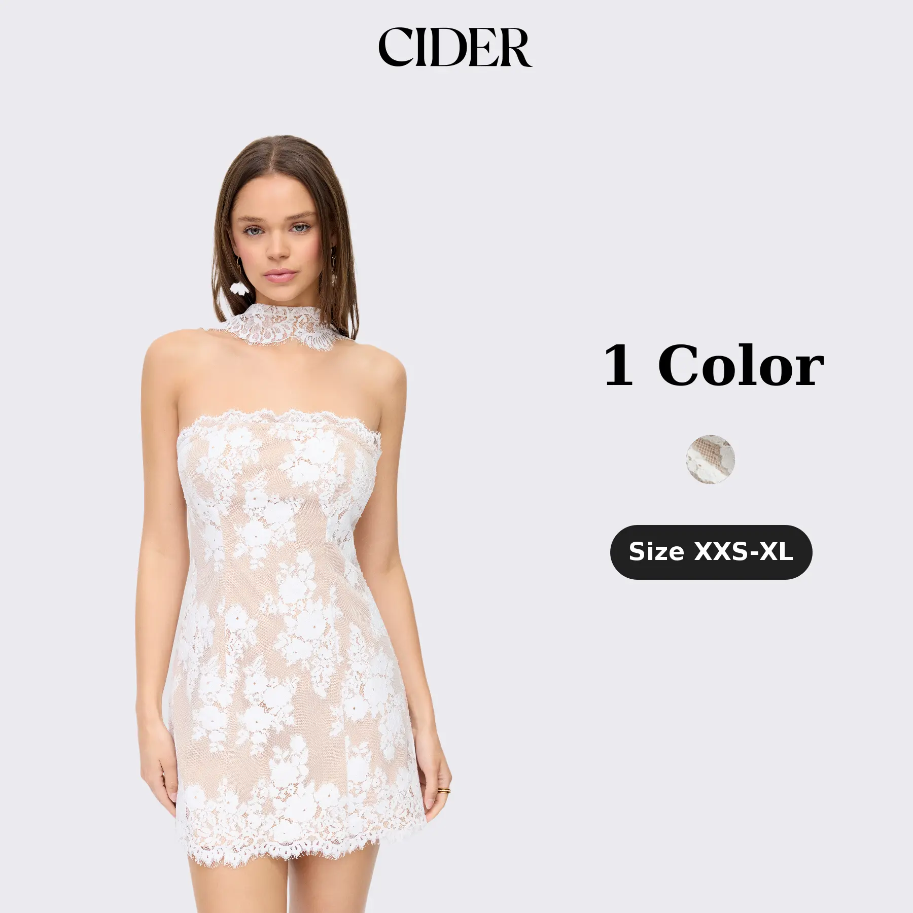 Cider Lace Strapless Halter Neck Mini Dress