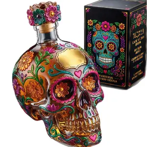 Halloween Skull Whiskey Bottle, 350ML Decanter, Home Decor Item, Unique Skeleton Design, Perfect for Parties and Gifts
