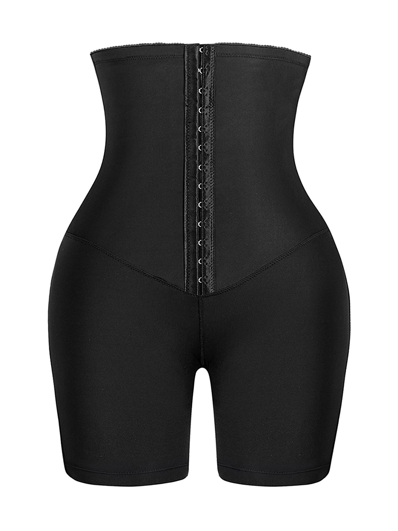 Women's Solid Adjustable Hook and Eye Closure Shapewear Shorts, Casual Breathable High Waist Shaper for Tummy Control, Women's Shapewear, Womenswear, Lady Clothing