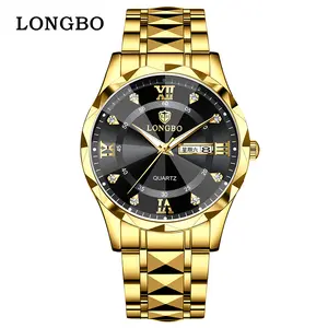 Sleek Black Wristwatch, Faceted Bezel with Roman Numerals