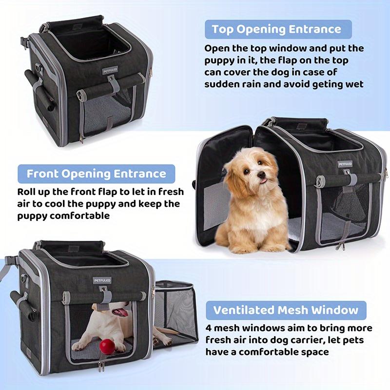 15 Lbs Expandable Soft-Sided Pet Carrier Backpack - 4 Open Doors, Collapsible, Quick Release Dog Bike Seat, 4 Mesh Windows, Ventilated, Reflective, Durable, Easy to Install, Portable Dog Bike Basket for Small Dogs, Cats, Puppies