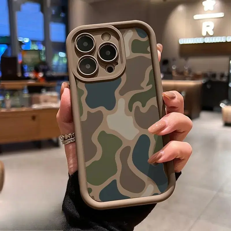 Soft Phone Case for iPhone 17 16 Pro Max 15 Plus 14 13 12 11  Air XR XS E Camouflage Harmony Pattern TPU Bumper Camera Lens Protection Rugged Durable Phone Cover