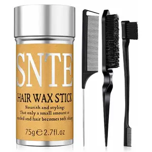 Slick Back Hair Brush & Hair Wax Stick Set - Frizz Control & Flyaway Smoothing - Sleek Ponytails, Buns, Edges - Styling Cream/Gel/Balm/Pomade Stick for Women - Styling Accessories for Girls & Kids