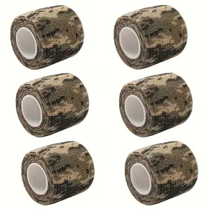 6 Rolls Self-Adhesive Camouflage Tape, Multi-Purpose Non-Woven Elastic Bandage, Ideal for Military, Hunting, Camping, Hiking, Sports Activities