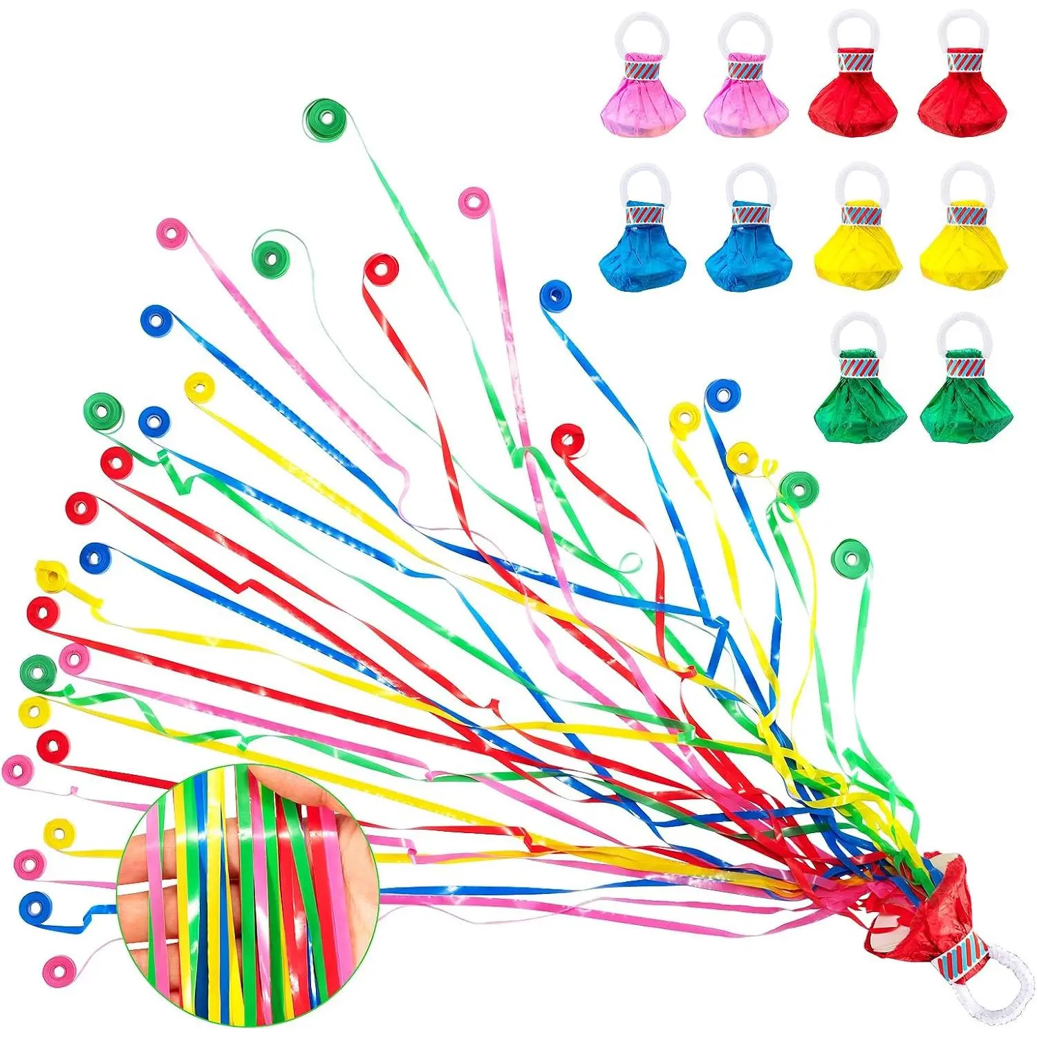 Confetti Poppers, 10 Pack Plastic No Mess Streamers, Party Poppers for Birthday,Wedding,Celebrations,Graduation Party (Colorful 2, 10 Pack)