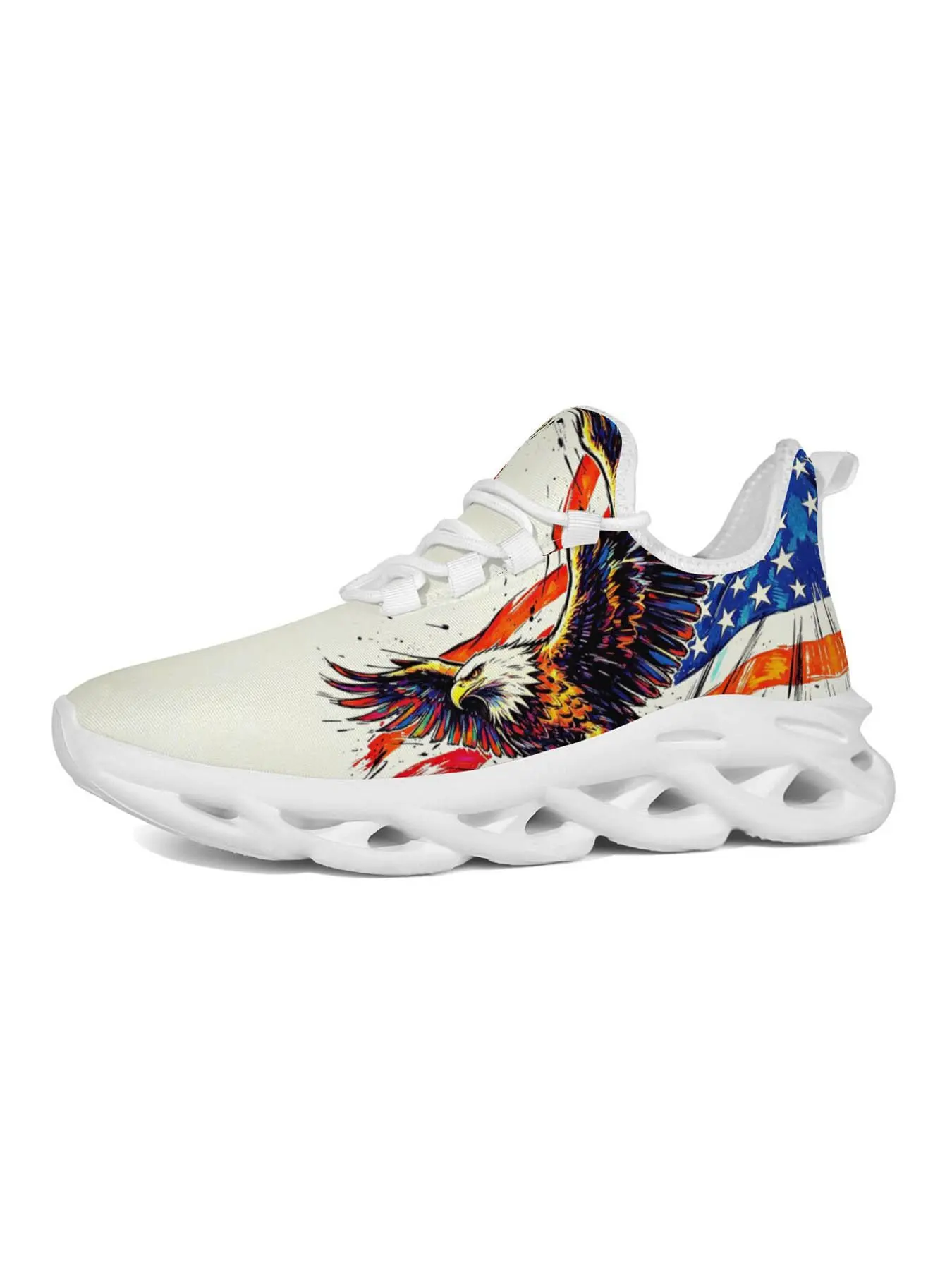 American Eagle Graffiti Print Sneakers, Retro Streetwear Style, Lightweight Mesh Sole, Unisex Design, Perfect for Daily Wear & Outdoor Activities