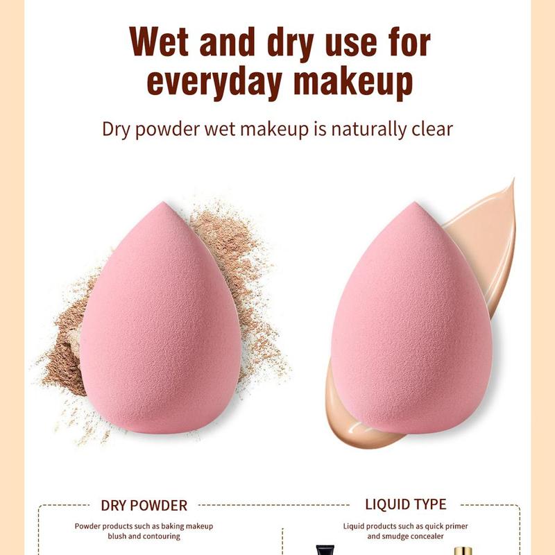 Makeup Sponge with Storage Bottle, 1 Set 2 Sizes Beauty Blenders for Liquid Foundation, Loose Powder, Concealer, Facial Detailing