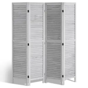 【DealsForYouDays】VEVOR Wood Room Divider, 4 Panel Folding Privacy Screen, 66.9 Inches Tall Indoor Wooden Partition, Portable Decoration Screen, for Room Separation, Home, Office, Restaurant & Bedroom (Light Grey)