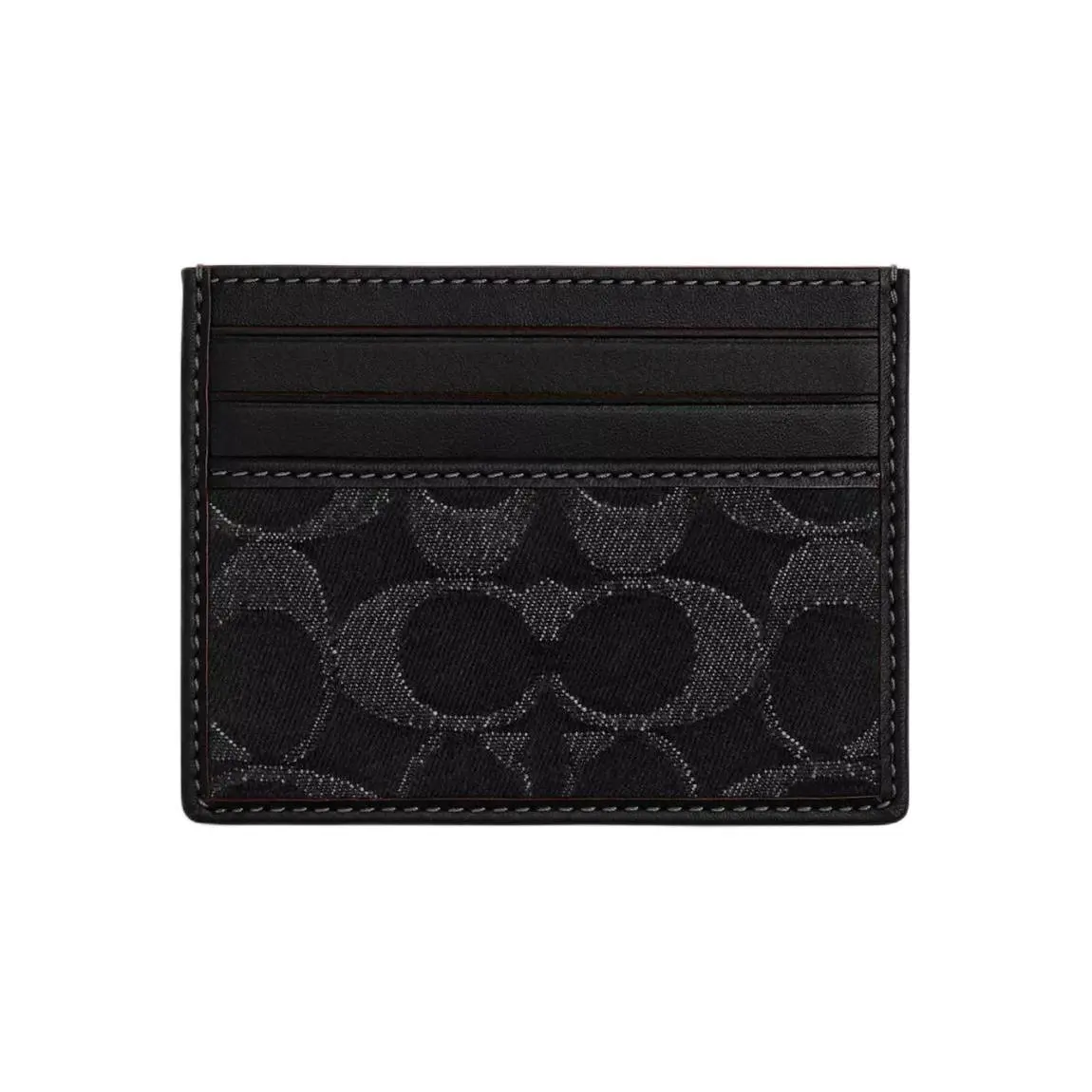 Coach Card Case for Women – Denim Style with Silver and Black Accents