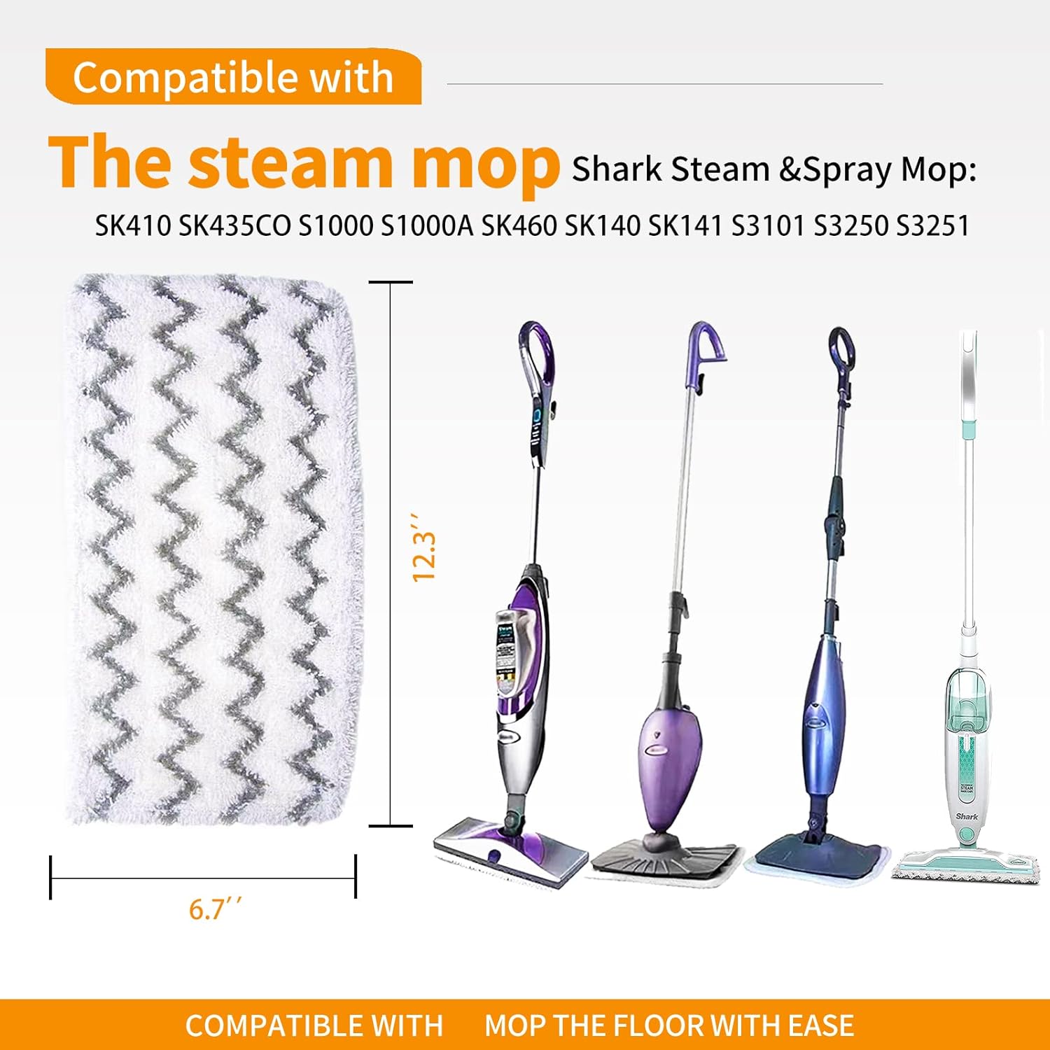 4 Pack Steam Mop Pads for Shark S1000 S1000A S1000C S1000WM S1001C Replacement Steamer Mop Pads Washable Microfiber Mop Pads for All Hard Floors