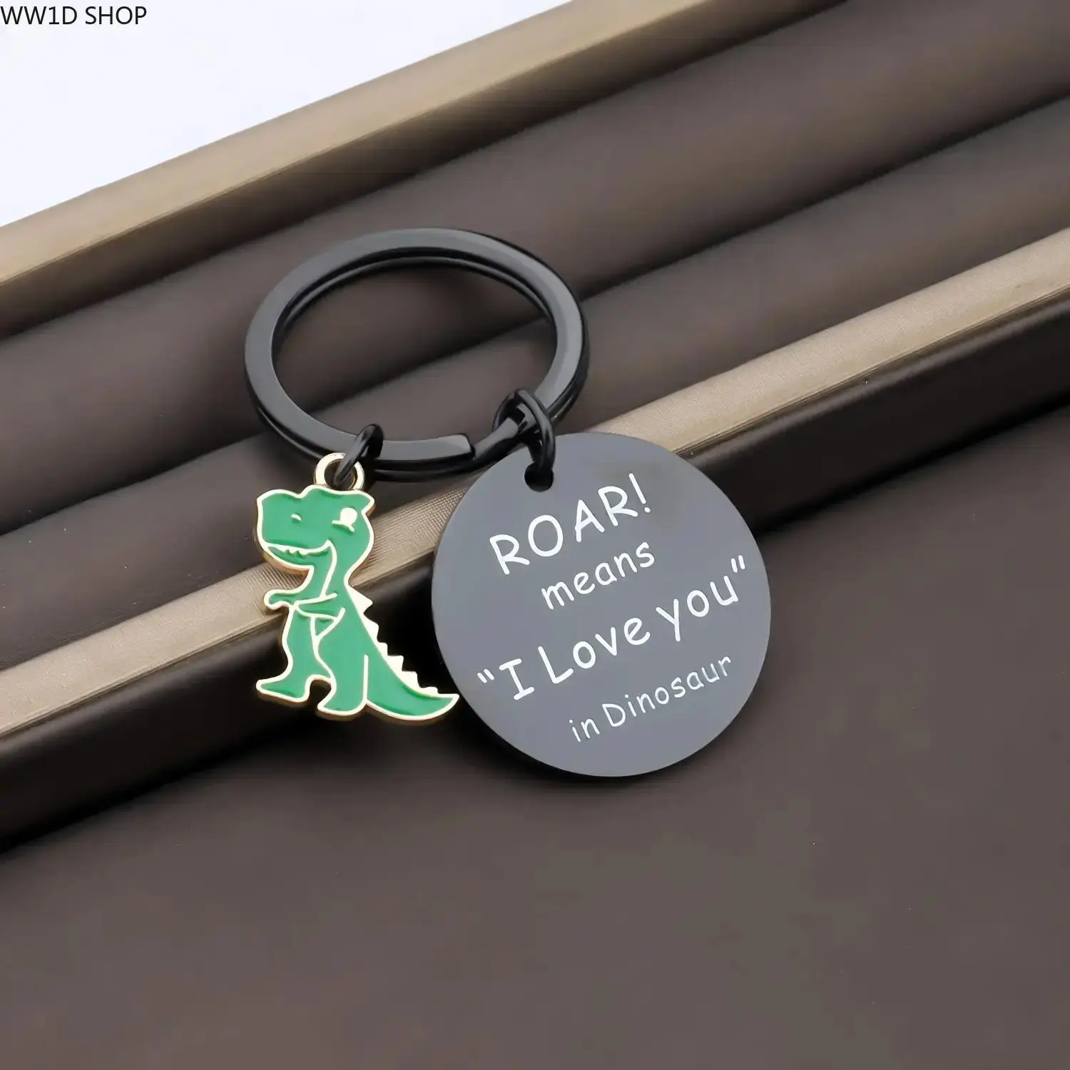 Cute Engraved Metal Key Ring Set for Couples | Casual Couples' Gift for Engagement, Ceremony Use, and Business Events, Party, Engraved Dinosaur Designs, Basic, Durable