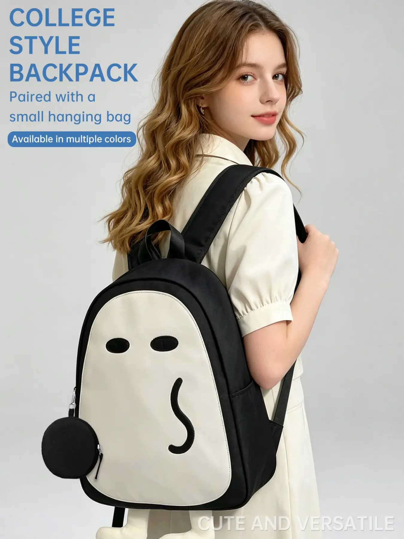 Ghost Backpack, Halloween Backpack, Gothic Aesthetic Bag, Cosplay School Rucksack, Travel Daypack, Spooky Gift for All Seasons