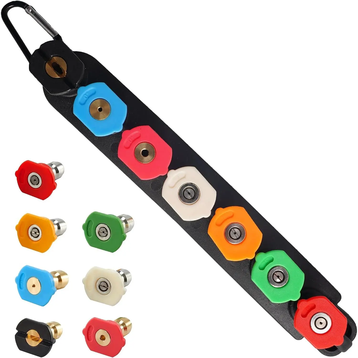 Washer Tips,  Washer Nozzle Tip with Holder, 7 Nozzle Tips, 1/4 Inch Quick Connect, 4000 PSI
