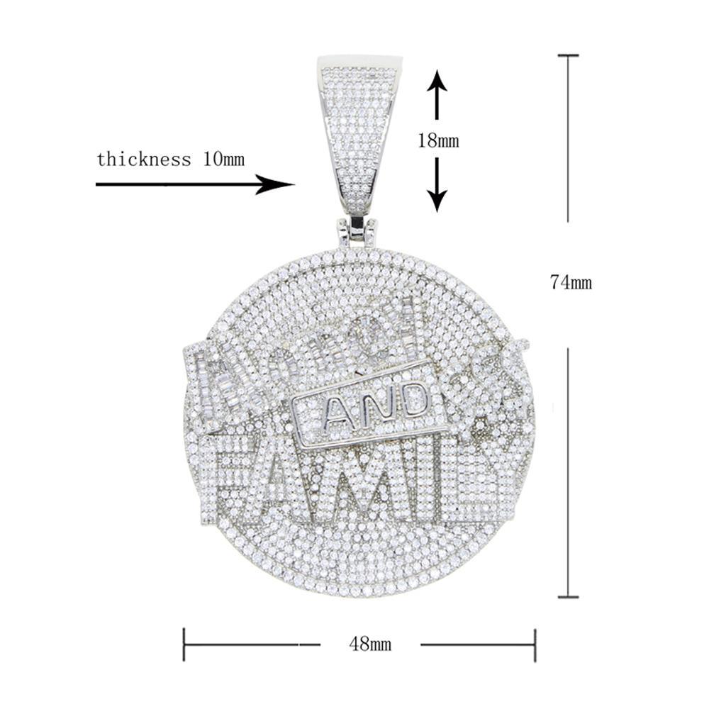 2025 New Iced Out Bling Round Letter Pendant Necklace Full Paved 5A CZ Cubic Zirconia Badge Charm Fashion Hip Hop Men Jewelry