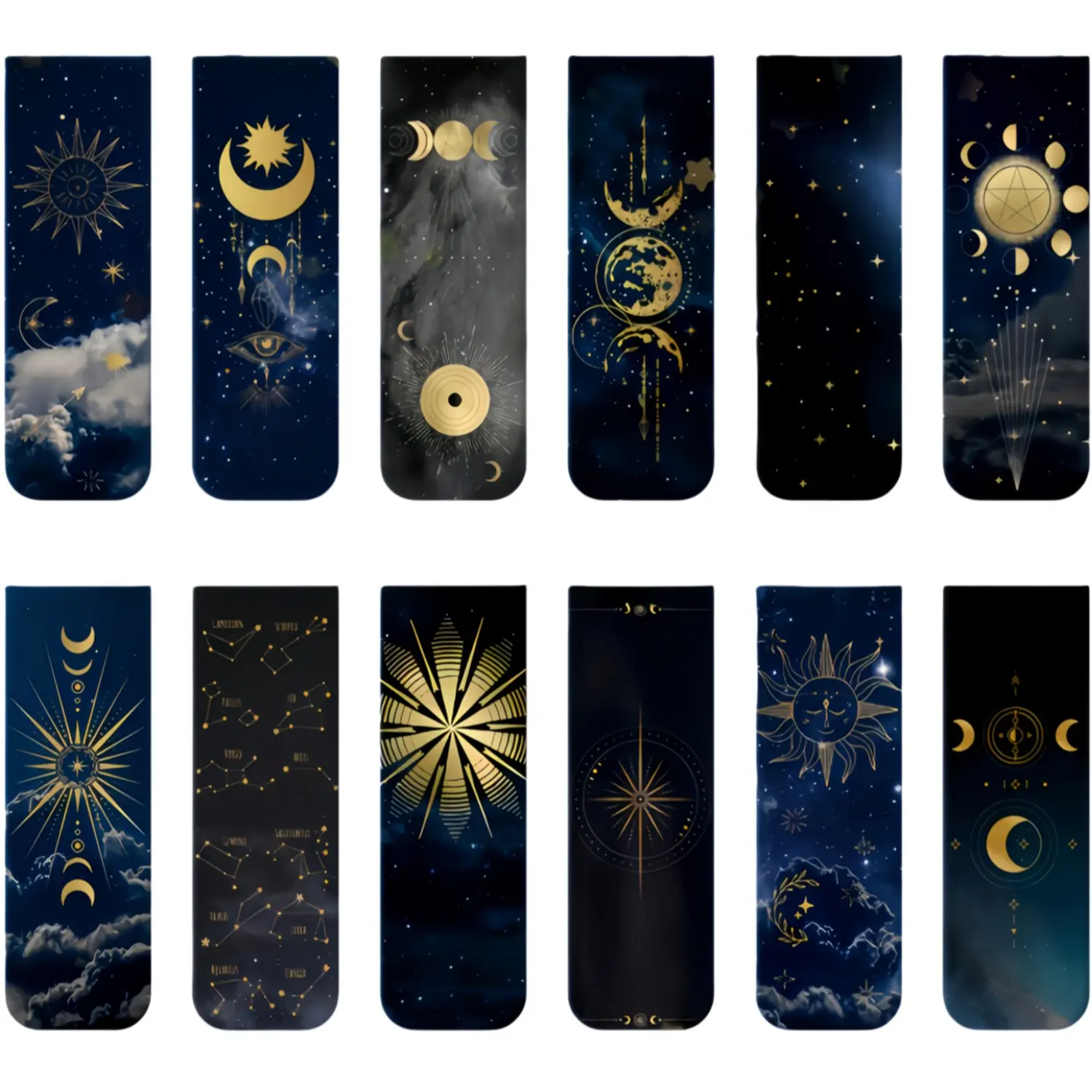 24 pieces of magnetic bookmarks, Galaxy Starry Sky Cosmic Designs magnetic bookmark page clip, suitable for teenagers, students, teachers, book enthusiasts, reading, school library, office accessories, 12 styles