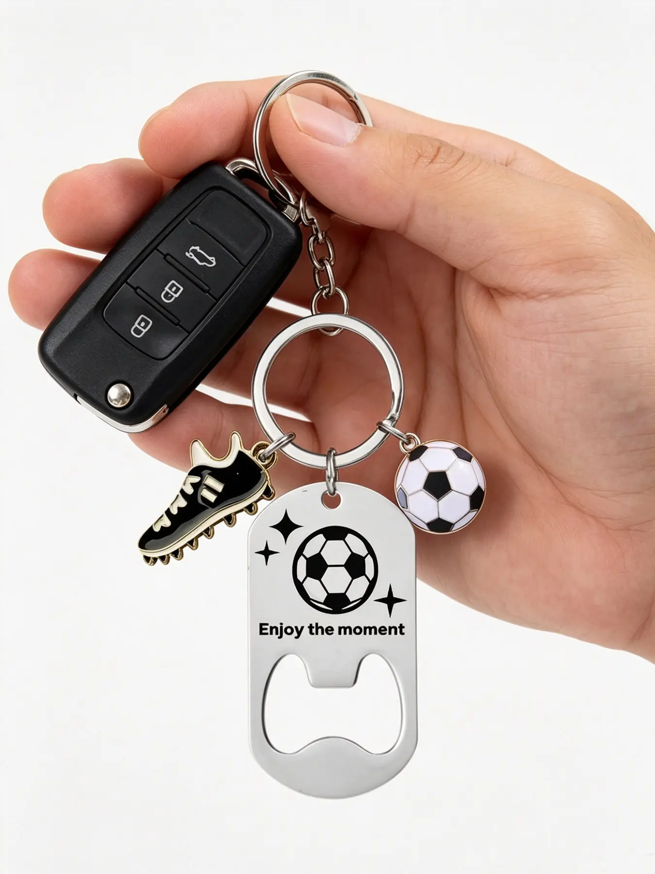 Football-themed Keychain Bottle Opener, Equipped with A Pair of Football Shoes and A Football Pendant, Portable Metal Key Ring, Essential for Football Fans, A Gift for Game Day, Suitable for Men, Coaches and Teams, Applicable for Daily Life