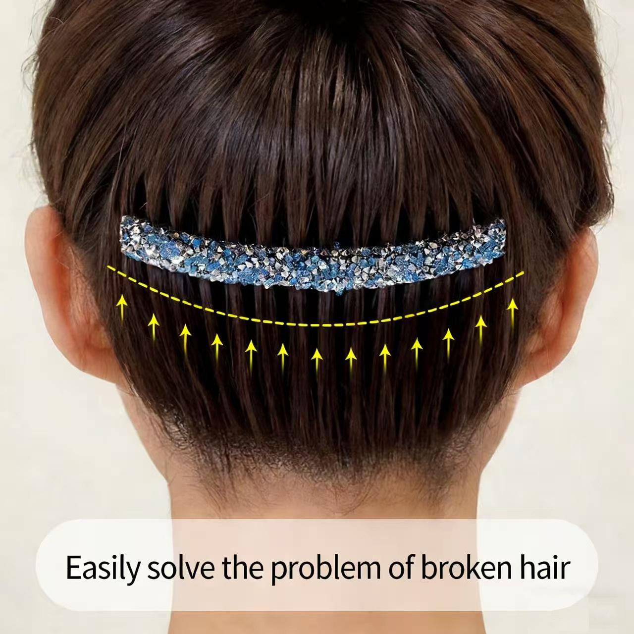 8pcs Large Retro Full Rhinestone Hair Combs Suitable for Lazy People, Anti-Slip Bangs Comb & Back of Head Hairpin for Volume, Instant Volume Boosting for Normal & Relaxed Hair, -Free Daily Styling Tool for Messy Hair