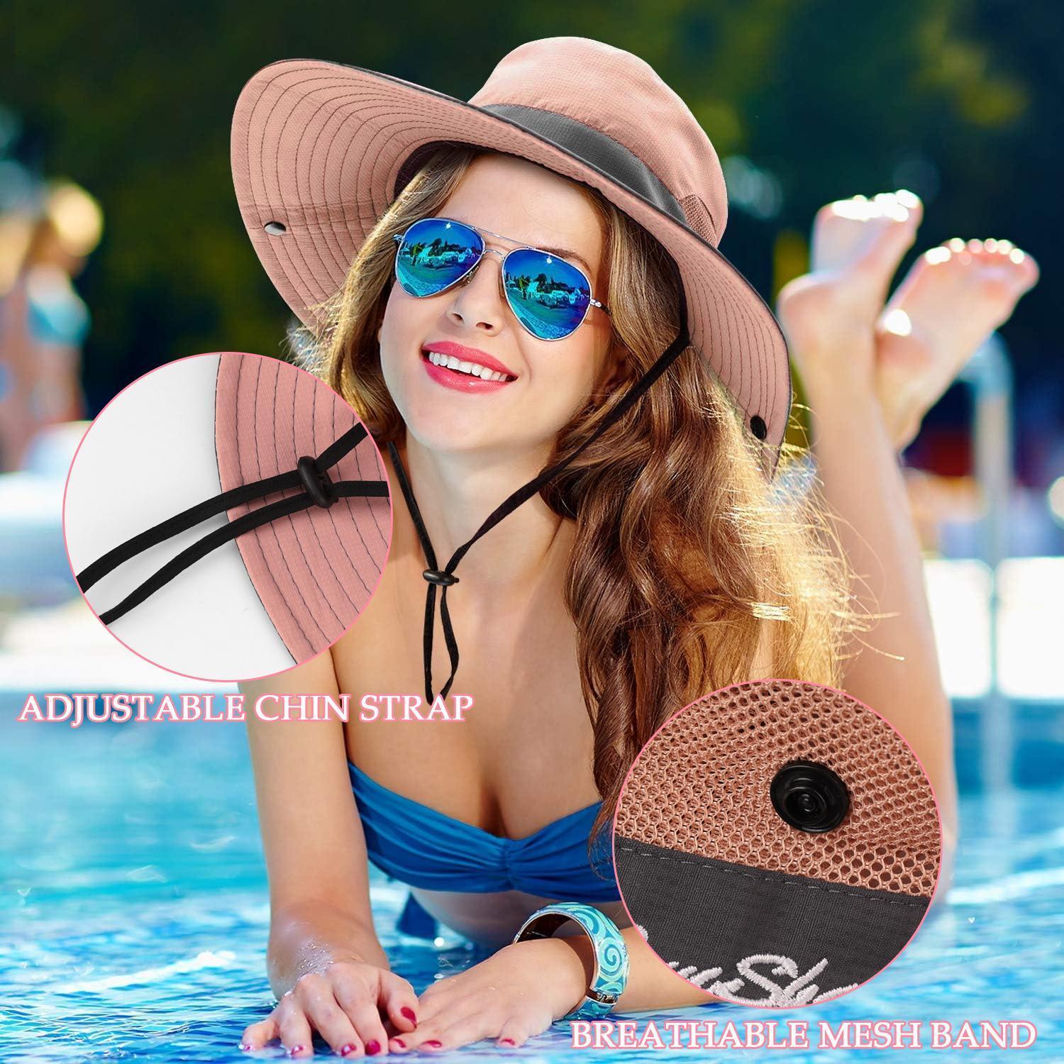 Packable Sun Hat UPF 80+ Wide Brim Ponytail Hole Adjustable Beach Summer Sun Hat With Ponytail Hole - Wide Brim Sun Hat Ponytail  main image 2