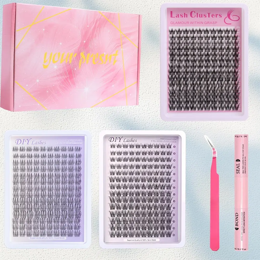 3 boxes of eyelash clusters gift box, comic eyelash clusters, pointed eyelash clusters, eyelash grafting, 420 pieces, 10-16mmC rolls, single eyelash, thick, anime eyelash clusters, thin straps, cosplay eyelashes