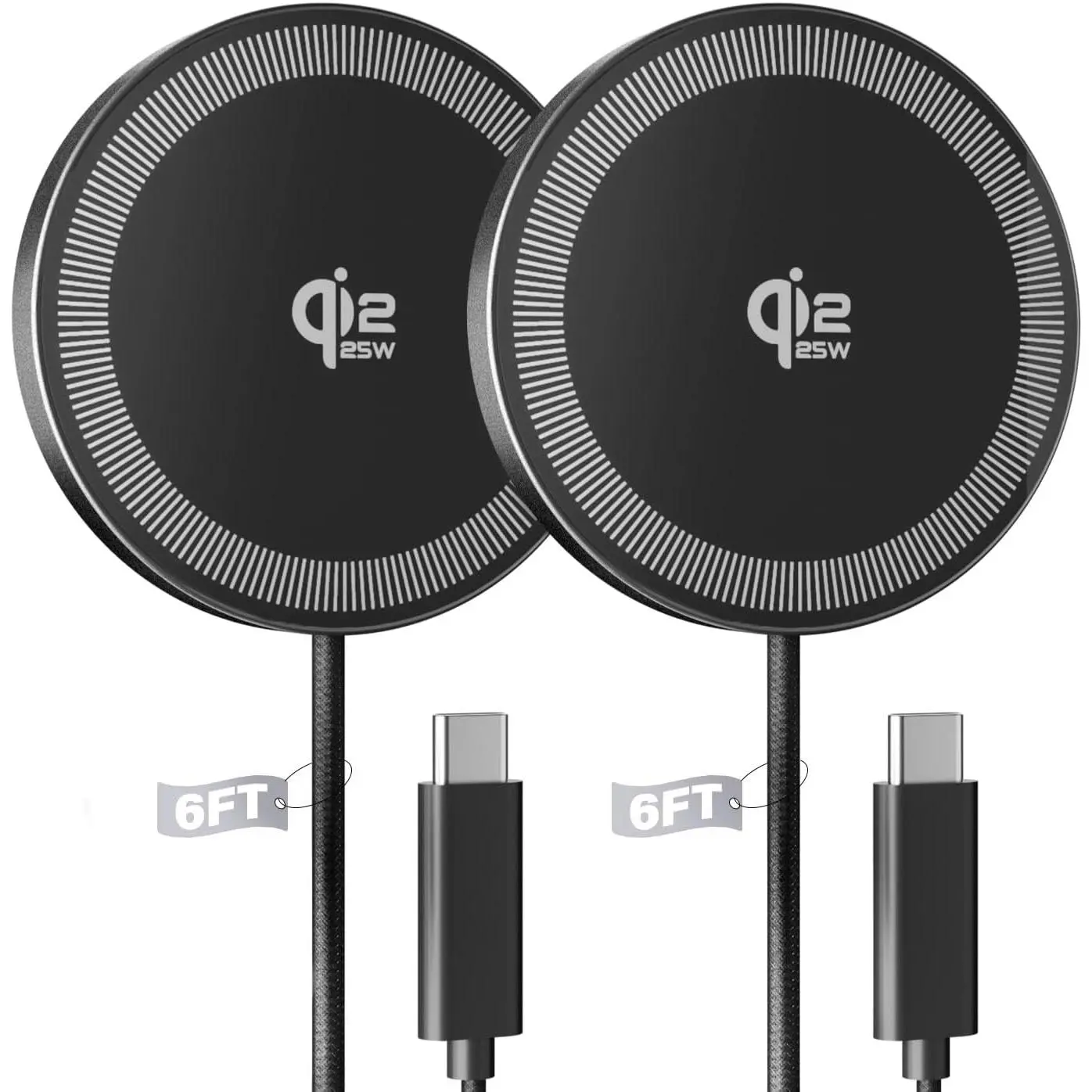 2Pack   Charger 25W  Charger for  17/16/15/14/13/12 Series & AirPods, Portable   Pad for Travel  Office Desk, 6.6FT-Black